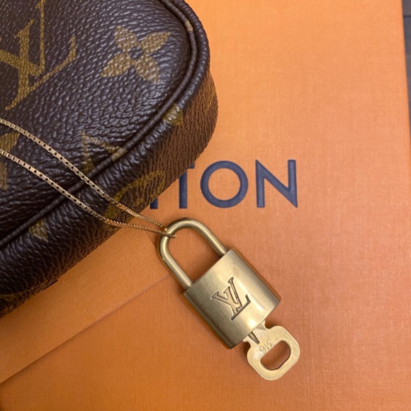 LOUIS VUITTON Lock & Key w/14K Gold Necklace - Picture 3 of 8